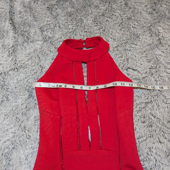NEW Nicholas Dress Revolve Red Maxi Halter Dress Gown Plunge Neck Size 0 - Picture 7 of 11